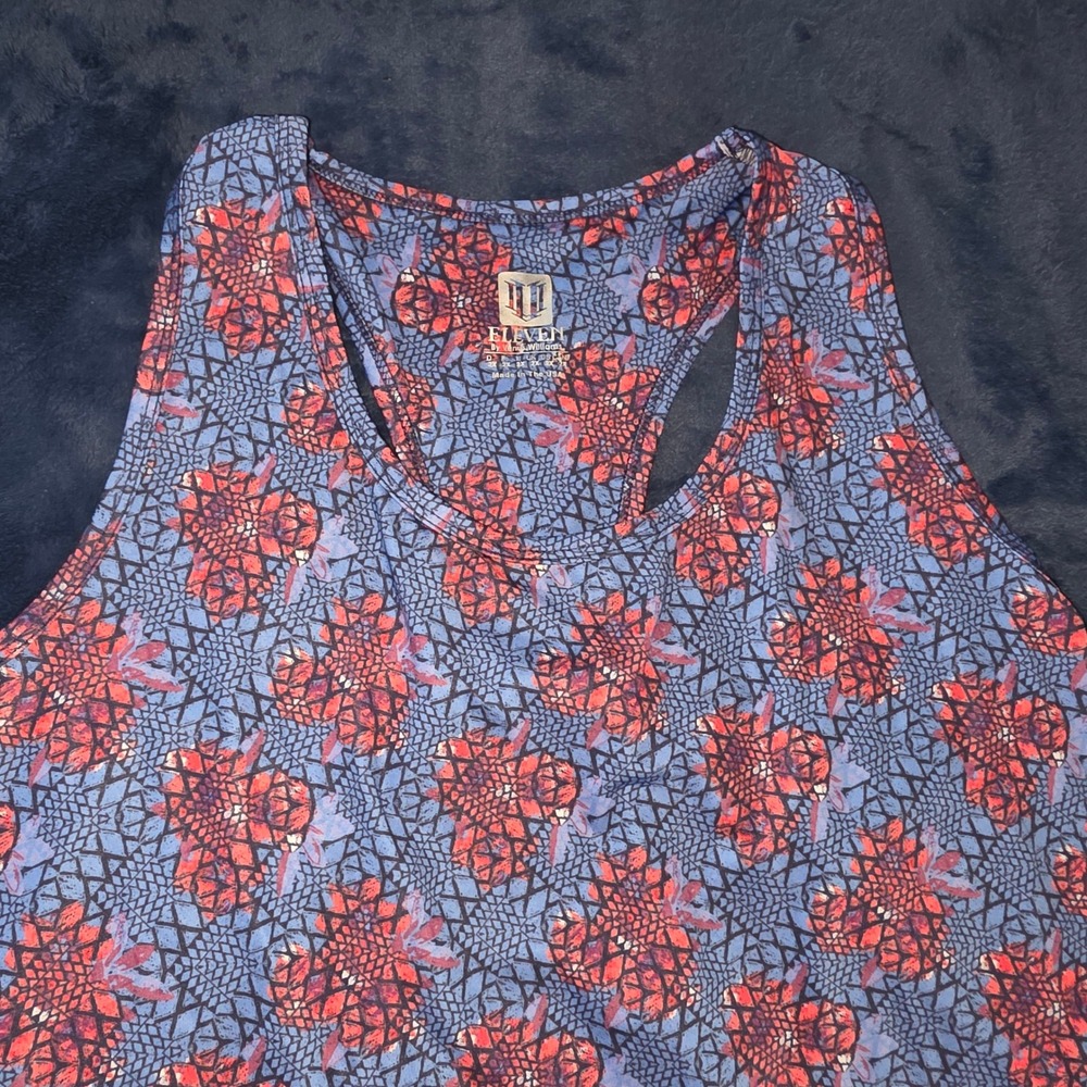 EleVen by Venus Williams Race Day Tank Top Blue Red Floral Print 2X‎